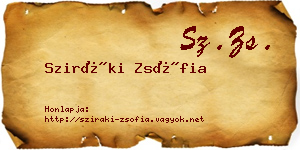 Sziráki Zsófia névjegykártya